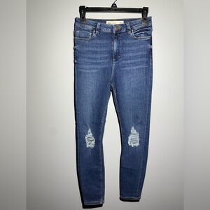 ASOS Blue Skinny Jeans with Distressed Details